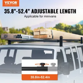 Van Roof Ladder Rack, 2 barer legeringsstål tagstativer, 227 kg kapacitet regn-gutter tagstativ, justerbar længde 910-1460 mm,