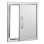 BBQ Access Door, 457x508 mm Single Outdoor Kitchen Door, Stainless Steel Flush Mount Door, Wall Vertical Door with Handle and Ho