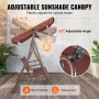 3-Seat Patio Swing Chair, Outdoor Patio Swing with Adjustable Canopy, Porch Swing with Armrests, Teslin Fabric and Alloy Steel F