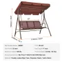 3-Seat Patio Swing Chair, Outdoor Patio Swing with Adjustable Canopy, Porch Swing with Armrests, Teslin Fabric and Alloy Steel F