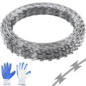 Razor Wires, 98 ft Razor pigtråd, 2 ruller Razor Wire Fencing Razor Hegn, Razor Ribbon Pigtråd Galvaniseret Razor Wire
