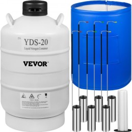 20L Liquid Nitrogen Container Cryogenic Container LN2 Tank Dewar with Straps 6pcs Canisters for Lab