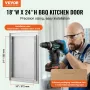 BBQ Access Door, 457x610 mm Single Outdoor Kitchen Door, Stainless Steel Flush Mount Door, Wall Vertical Door with Handle, for