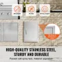BBQ Access Door, 457x610 mm Single Outdoor Kitchen Door, Stainless Steel Flush Mount Door, Wall Vertical Door with Handle, for