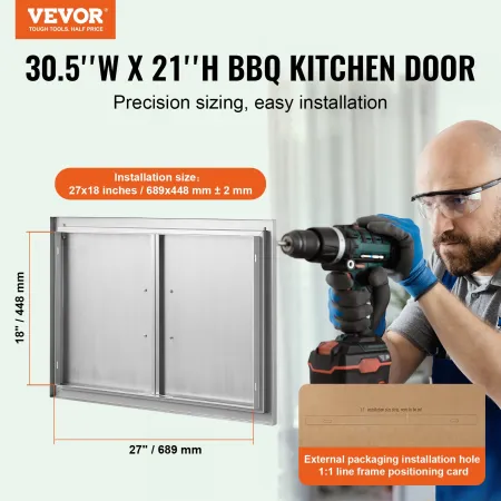 774x533 mm BBQ Island Access Door Outdoor Kitchen Door Rustfrit