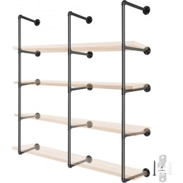 Industrial Pipe Shelves 4-Tier Wall Mount Iron Pipe Shelves 3 PCS Pipe Shelving Vintage Black DIY Pipe Bookshelf Each Holds