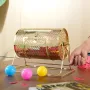 Raffle Drum, 11.6 x Ø7.48 inch Brass Plated Raffle Ticket Spinning Cage, Holds 2500 Tickets or 100 Ping Pong Balls, Metal Lotter