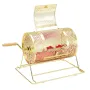 Raffle Drum, 11.6 x Ø7.48 inch Brass Plated Raffle Ticket Spinning Cage, Holds 2500 Tickets or 100 Ping Pong Balls, Metal Lotter