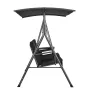 2-Seat Patio Swing Chair, Outdoor Patio Swing with Adjustable Canopy, Porch Swing with Storage Bag and Rotating Tray, Oxford Fab