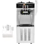 Commercial Ice Cream Machine, 34-44 L/H Yield, 1850W 3-Flavor Freestanding Soft Serve Ice Cream Maker, 2 x 9L Stainless Steel Ho