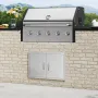 BBQ Access Door, 711x482 mm Double Outdoor Kitchen Door, Stainless Steel Flush Mount Door, Wall Vertical Door with Handles, for 