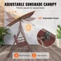 3-Person Patio Swing Chair, Outdoor Patio Swing with Adjustable Canopy, Porch Swing with Armrests, Teslin Fabric and Alloy Steel