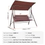 3-Person Patio Swing Chair, Outdoor Patio Swing with Adjustable Canopy, Porch Swing with Armrests, Teslin Fabric and Alloy Steel