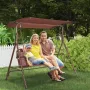 3-Person Patio Swing Chair, Outdoor Patio Swing with Adjustable Canopy, Porch Swing with Armrests, Teslin Fabric and Alloy Steel