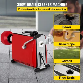 Professionel rør Dredger Pipeline Unblocker GQ-100 390W Drain Auger Pipe Cleaning Machine til badeværelse toilet