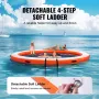Inflatable Floating Dock, ø8FT Inflatable Dock Platform with ø5FT Trampoline Mesh Pool, Non-Slip Floating Platform Water Mat wit
