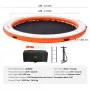 Inflatable Floating Dock, ø8FT Inflatable Dock Platform with ø5FT Trampoline Mesh Pool, Non-Slip Floating Platform Water Mat wit