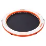 Inflatable Floating Dock, ø8FT Inflatable Dock Platform with ø5FT Trampoline Mesh Pool, Non-Slip Floating Platform Water Mat wit