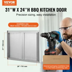 BBQ -adgangsdør, 787x609 mm dobbelt udendørs køkkendør