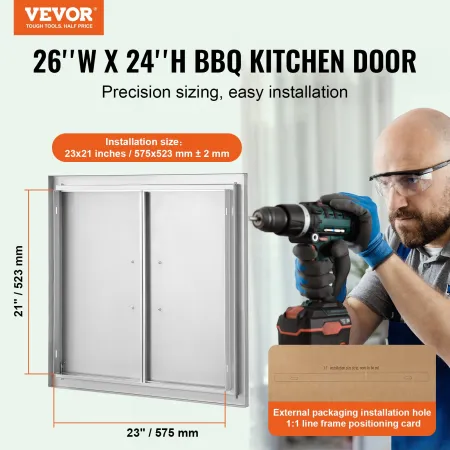 660x609 mm BBQ Island Access Door Outdoor Kitchen Door Rustfrit