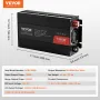 Modified Sine Wave Inverter, 1500W, DC 12V to AC 230V Power Inverter with 2 AC Outlets 2 USB Port 1 Type-C Port 6 Spare Fuses, f