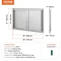 BBQ Access Door, 914x534 mm Double Outdoor Kitchen Door, Stainless Steel Flush Mount Door, Wall Vertical Door with Recessed Hand
