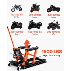 Motorcycle Hydraulic Pump Jack 1500 LBS ATV Dirt Bike Stand