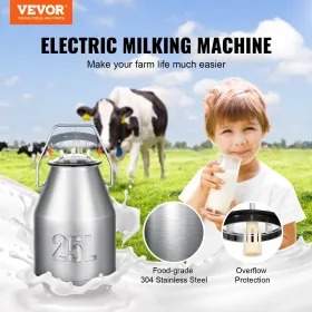Electric Cow Milking Machine Milking Equipment 25L 304 Stainless Steel