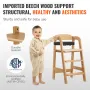 Wooden High Chair for Babies & Toddlers, Convertible Adjustable Feeding Chair, Eat & Grow High Chair with Seat Cushion, Portable