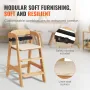 Wooden High Chair for Babies & Toddlers, Convertible Adjustable Feeding Chair, Eat & Grow High Chair with Seat Cushion, Portable
