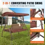 3-Seat Patio Swing Chair, Converting Canopy Swing, Outdoor Patio Porch with Adjustable Canopy, Removable Thick Cushion and Alloy