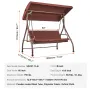 3-Seat Patio Swing Chair, Converting Canopy Swing, Outdoor Patio Porch with Adjustable Canopy, Removable Thick Cushion and Alloy