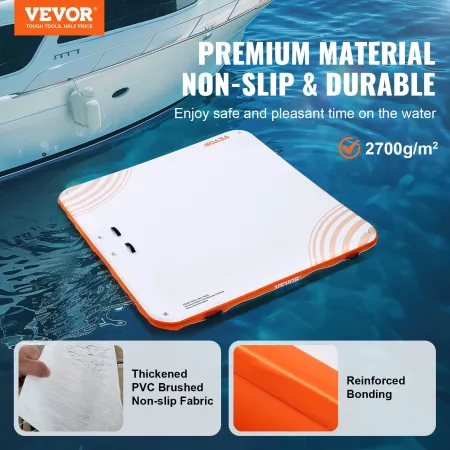 Inflatable Floating Dock,7 x 7FT Inflatable Dock Platform, Non-Slip Water Floating Dock Mat with Portable Carrying Bag & Detacha