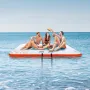 Inflatable Floating Dock,7 x 7FT Inflatable Dock Platform, Non-Slip Water Floating Dock Mat with Portable Carrying Bag & Detacha