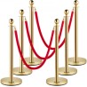 Velvet Ropes and Posts, 5 ft/1.5 m Red Rope, Stainless Steel Gold Stanchion with Ball Top, Red Crowd Control Barrier Used for