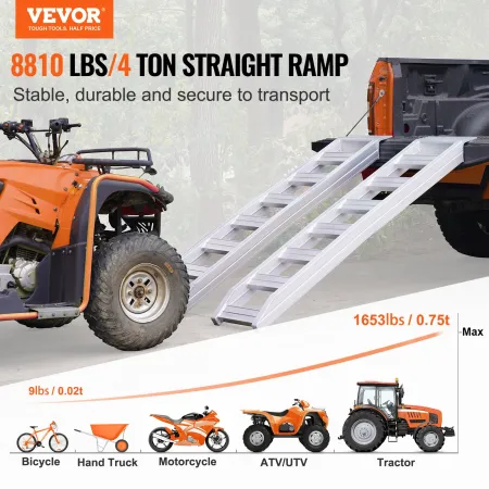 Aluminiumsramper, 8810 lbs, tunge ramper med øverste kroge