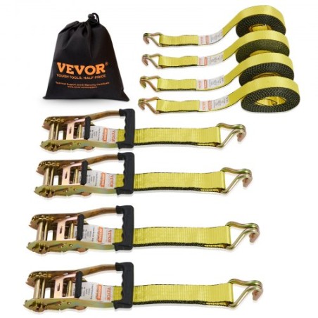 Ratchet Bind Down Straps (4PK), 10000 lb Break Strength, Double J Hook inkluderer 4 Premium 2 "X 27 'Rachet Tie Downs med