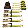 Ratchet Bind Down Straps (4PK), 10000 lb Break Strength, Double J Hook inkluderer 4 Premium 2 "X 27 'Rachet Tie Downs med