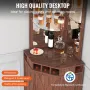 Corner Industrial Bar Cabinet, Wine Table for Liquor & Glasses, Sideboard Buffet Cabinet with Glass Holder, Freestanding Farmhou