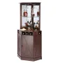 Corner Industrial Bar Cabinet, Wine Table for Liquor & Glasses, Sideboard Buffet Cabinet with Glass Holder, Freestanding Farmhou