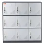 Metal Locker for Employees, 9 Doors Storage Cabinet with Card Slot, Gray Steel Employee Lockers with Keys, 66lbs Loading