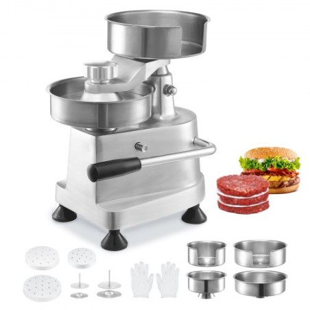 Commercial Burger Patty Maker, Hamburger Beef Patty Maker with 3 Convertible Mold(4/5/6-inch), Heavy Duty Stainless Steel