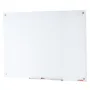 Magnetic Glass Whiteboard, Dry Erase Board 1200 x 800 mm, Wall-Mounted Large White Glassboard Frameless, with Marker Tray, an Er