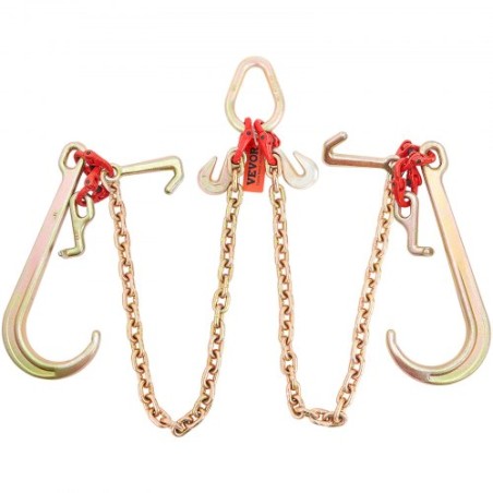 V-Chain Bridle, 9620 lbs Working Load Limit, 5/16'' x 3' G80 Tow Chain with RTJ Cluster Hooks, DOT Certified, Galvanized