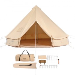 Canvas Bell Tent, 4 Seasons 3 m/9.8ft Yurt Tent, Canvas Tent for Camping with Stove Jack, Breathable Tent Holds up to 4 People,