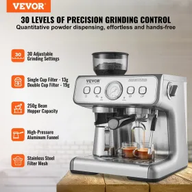 Espresso -maskine med slibemaskine 15 bar semi automatisk