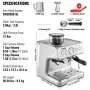 Espresso Machine with Grinder, 15 Bar Semi Automatic Espresso Coffee Maker with Milk Frother Steam Wand, Removable Water Tank & 