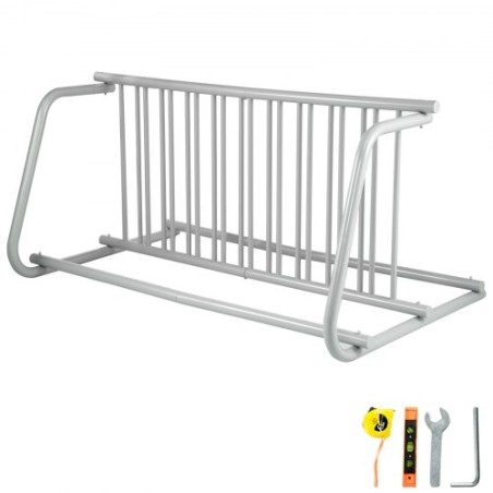 10 Holders Floor Bike Rack, 1.5m Length All-Steel Grid Bike Rack, 10-Bike Capacity Dual-Side Storage Stand for Garages Streets