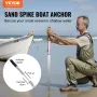 Sand Spike Boat Anchor Pole, 36" Galvanized Carbon Steel Slide Anchor Shore Spike, Self-Hammering Beach Spike Anchor for Small B