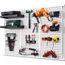 Pegboard Wall Organizer 48" x 32", 495LBS Loading Garage Metal Pegboard Organizer Wall Mount, 37PCS Tool Storage Kit with 3 Peg